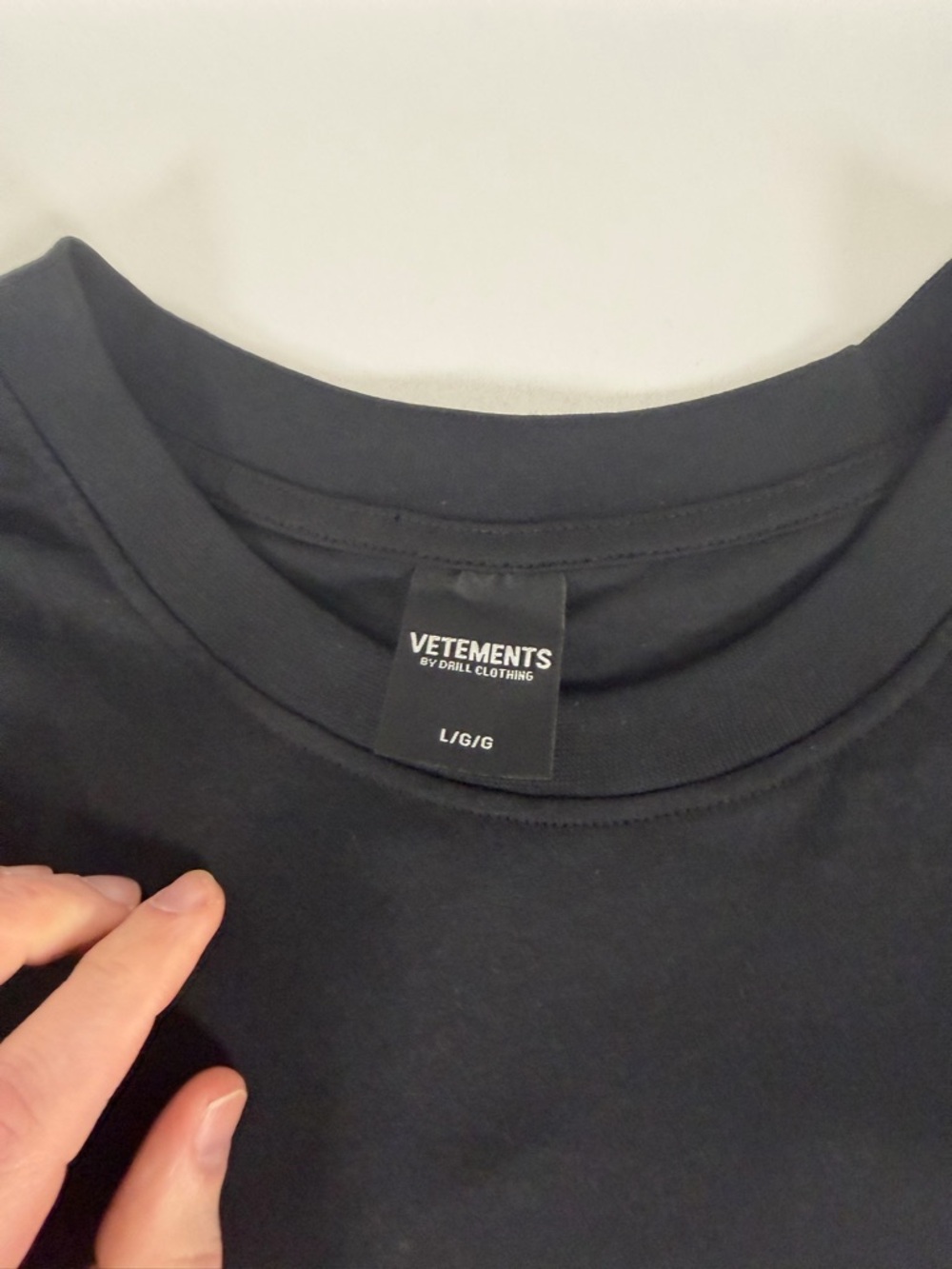 Vetements Black Tee with White Logo and Red Wave - Picture 3 of 7